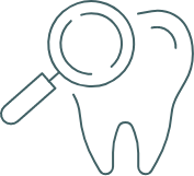 Animated tooth with magnifying glass